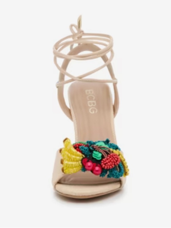 BCBGeneration Shoes - BCBGeneration Embellished Fruit Journe Nude Lace-Up Sandal